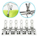 6pcs 9cm Small Stainless Steel Beach Towel Hanger Clamps Clothes Pegs Clips Tool