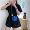 Mini Round Tote Shoulder Bag Women Leather Chain Messenger Purse (3 Blue) A