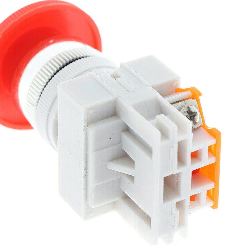 1Pc Red Mushroom Cap Normally Closed Emergency Stop Push Switch Button 10A LA.AU