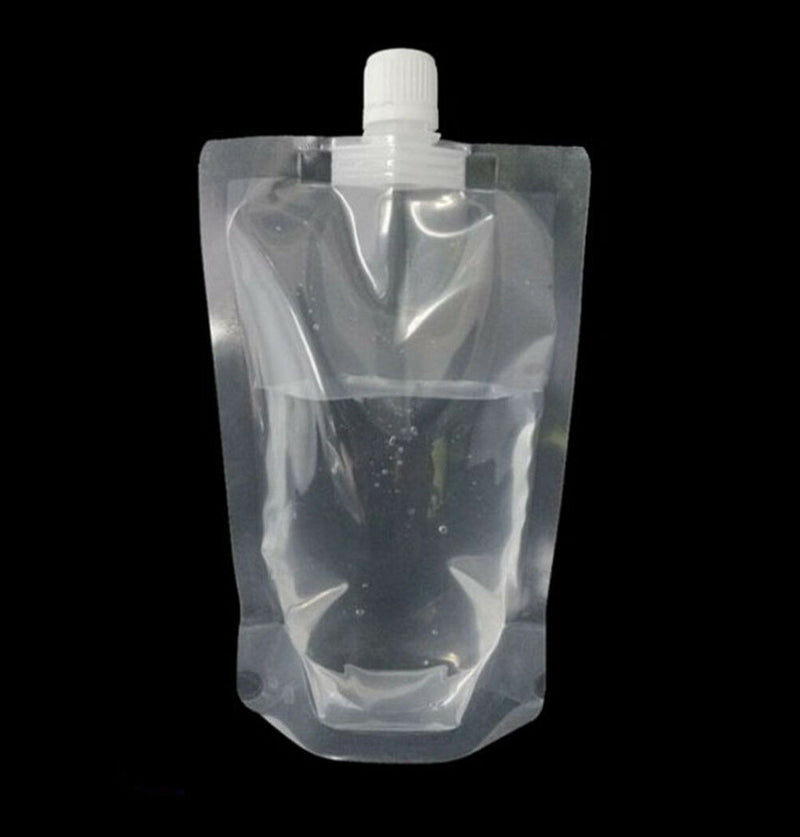 1PC 500ml clear spout stand up bag liquid juice flask pouch bags with cap B Gw