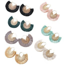 Fashion Flower Hollow Metal Fringed Tassel Statement Earrings For Women Boh