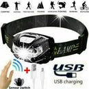 USB Rechargeable Fishing Headlight Headlamp Super Bright White LED Head Torch