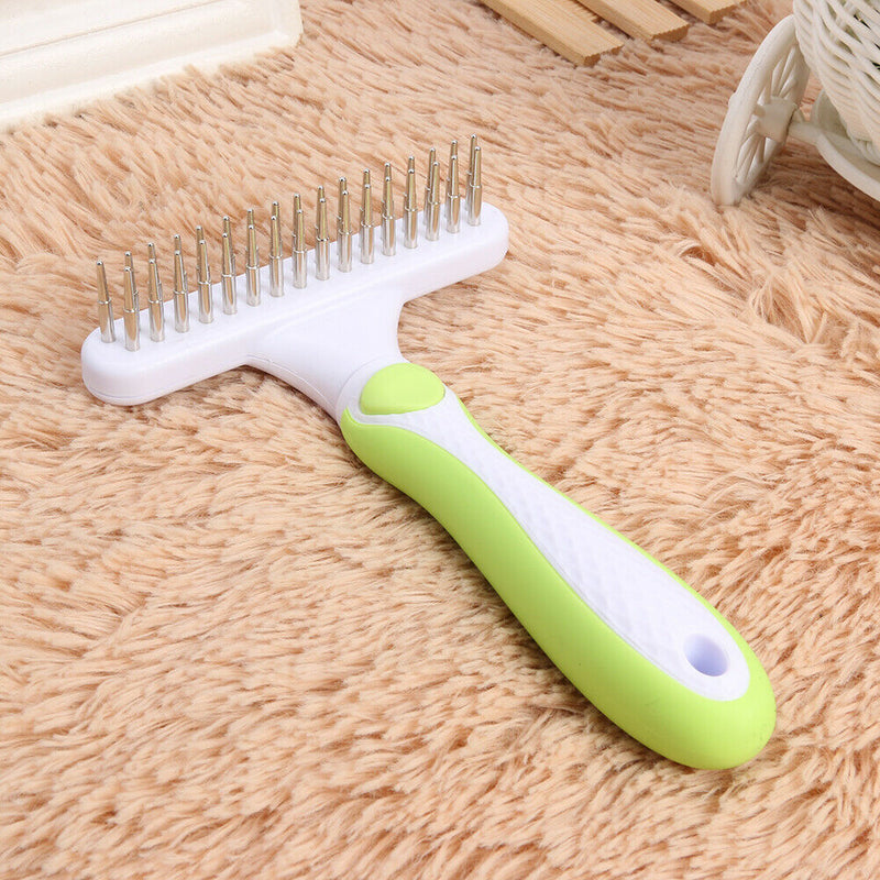 Pet Cat Dog Hair Removal Needle Comb Fur Trimming Open Knot Brush (Grey) A