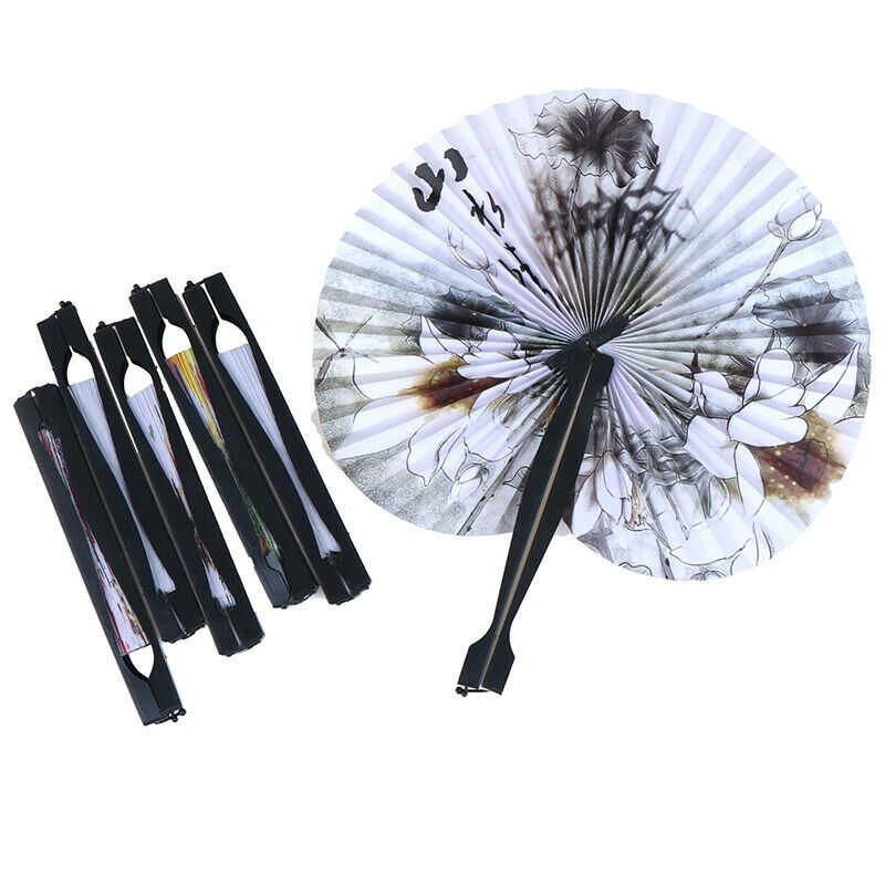 1x Chinese Paper Folding Hand Fan Oriental Floral Peacock Party Wedding OZ