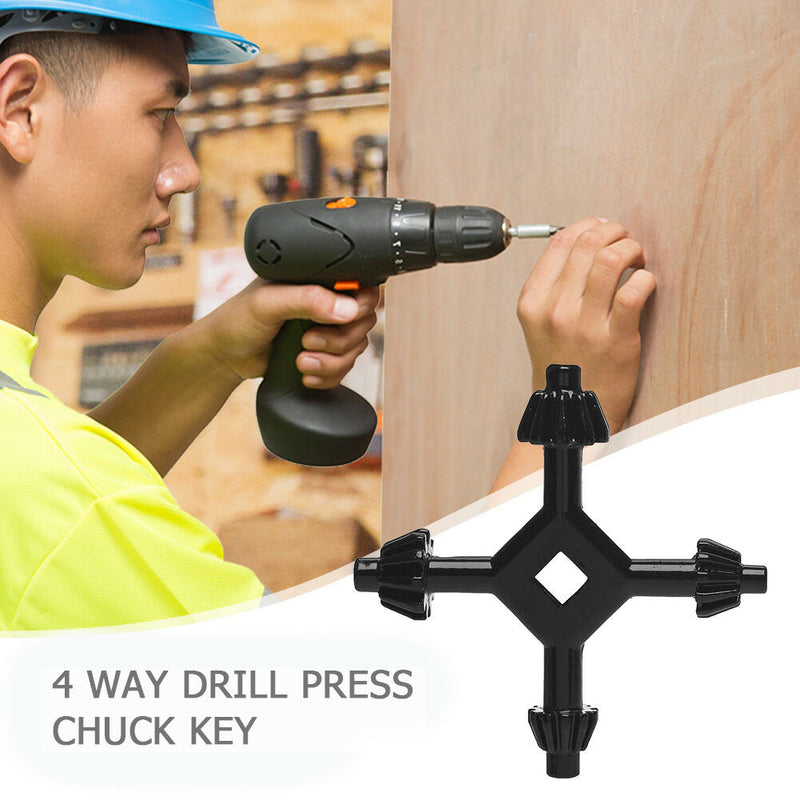 4 Way Drill Press Chuck Key 3/8" & 1/2" Chucks Universal Combination Hand Tool