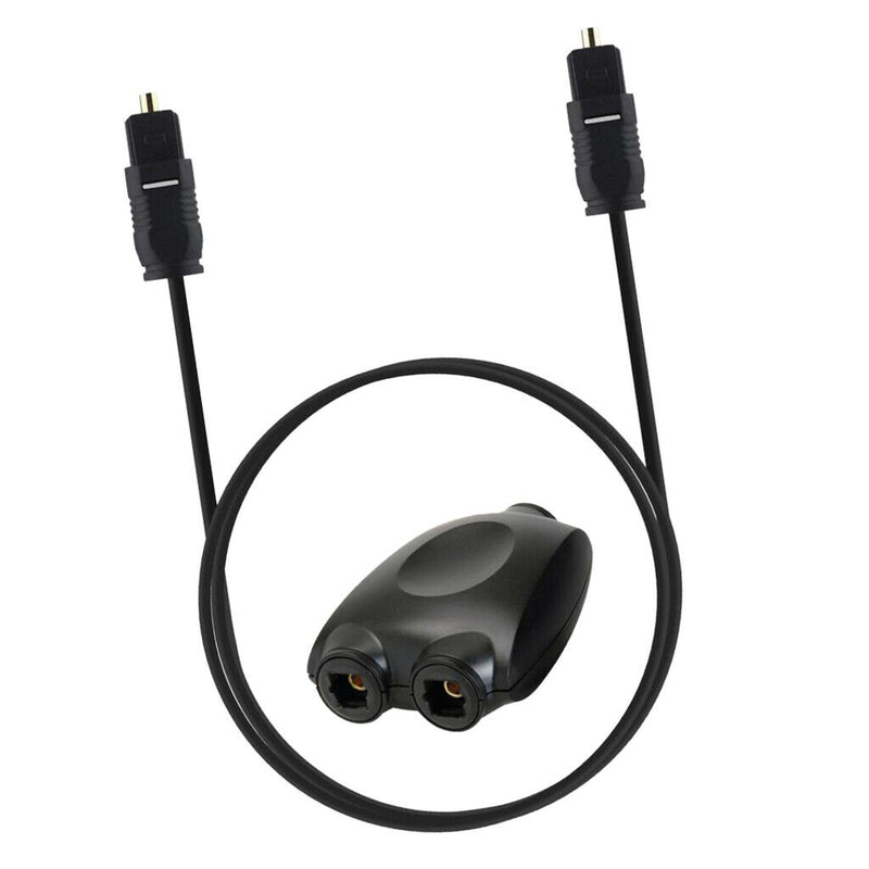 1m Digital Optical Audio Toslink Cable Cord +1 IN 2 OUT Splitter Adapter