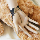 Retro Women Lady Girls Lace Chain Wristband Bracelet With Finger Ring And J E7M3