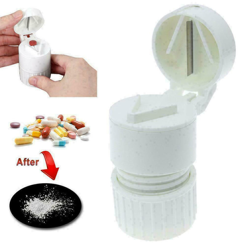 Pill Cutter Crusher Grinder splitter Powder Medicine Storage Box White T6M0 J8R3