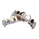 Crystal Rhinestone Teeth Grills Caps with 6 Top and 6 Bottom Grill Set Hip Hop