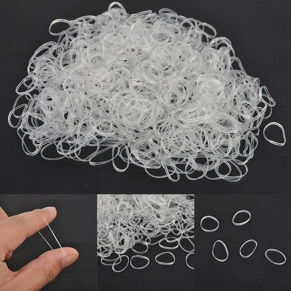 500x Clear Elastic Rubber Hair Ties Hairband Spiral Braids Plaits Braiding