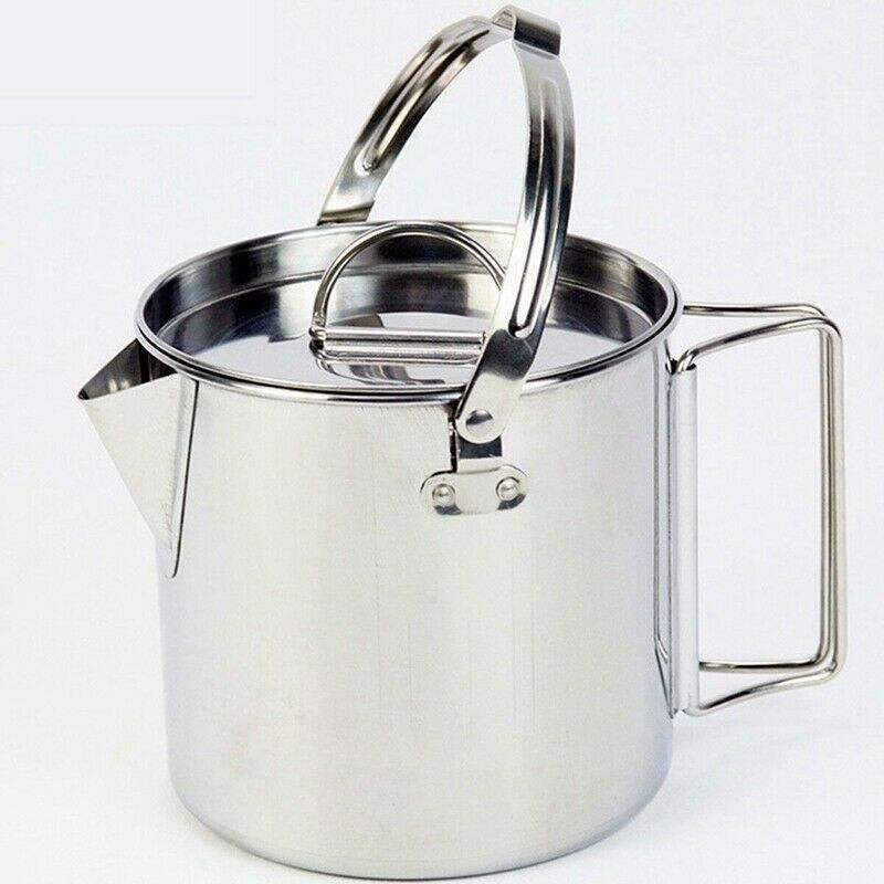 1.2L Outdoor Stainless Steel Kettles Camping Portable Boil Water Hanging Po Z6U8