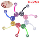 8PCS Mix Acrylic Glitters Belly Button Navel Ring Barbell Body Piercing Jewelry