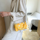 Daisy Flower Handbag Beach Women Canvas Chain Shoulder Bucket Bag (Yellow)