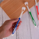 Child Health Blue color Three Head 3 Sided Toothbrush Ultrafine Soft Bristle JR