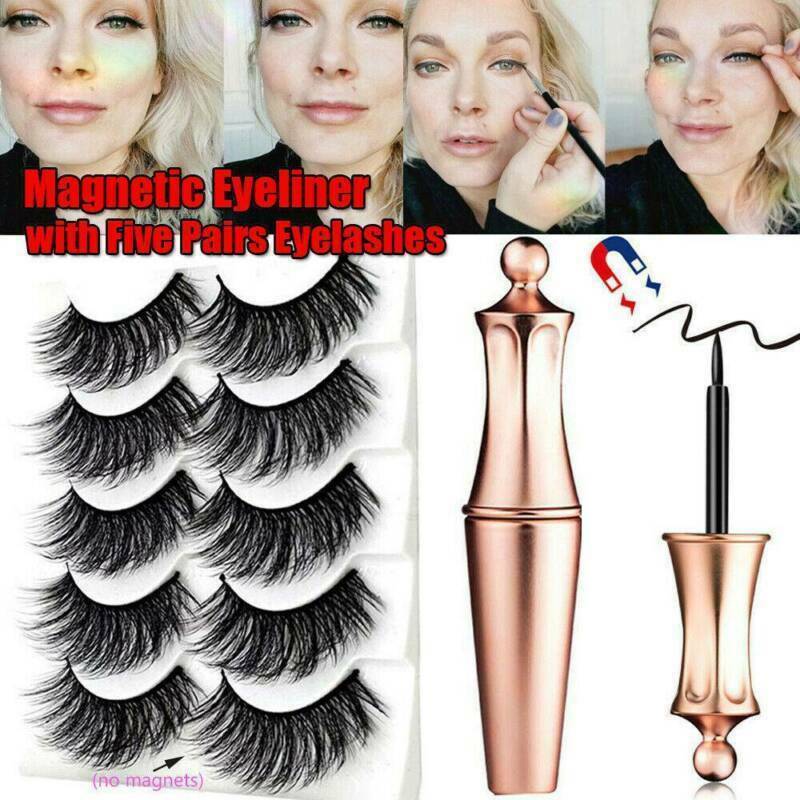 Waterproof Magnetic Eyeliner with 5 Pairs Eyelashes and Tweezer Long Lashes Hot