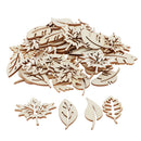 50Pack Hollow Leaves Shapes Wooden Pieces Wood Chip Painting Drawing Crafts