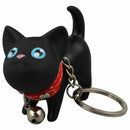 Semk Luft Kat, Cat Key Chain, Cute Key Ring, Bag Ornament, Gift idea (Black X6A1
