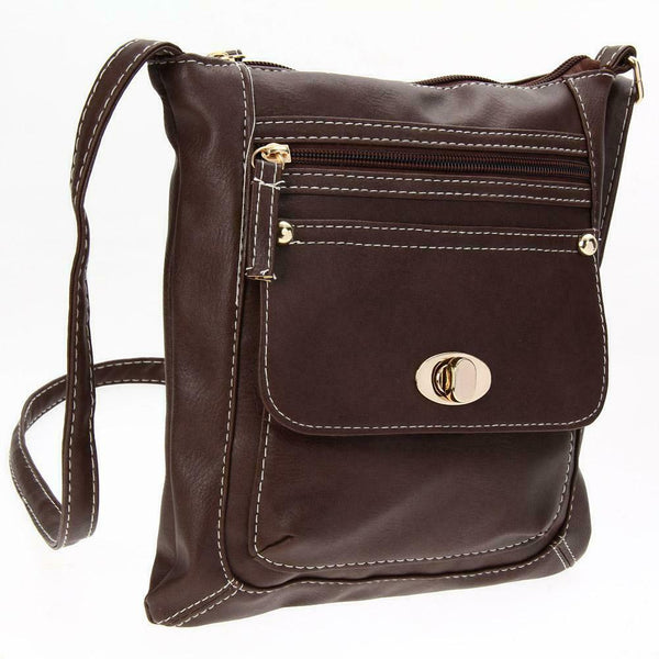 Fashion Women Shoulder Bag Satchel Crossbody Bags Sling Handbag (Dark Brown