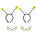 4pcs Novelty Yellow Bumble Bee Headband Eye Glasses Birthday Party Accessory