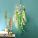 Handmade Feather Crafts Dream Catcher Wind Chimes Wall Hanging Decor With Light