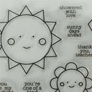 smiling face on sun and clouds Scrapbooking Album Card Decor Clear Stamps JR