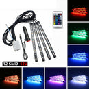 1Pc Car Interior 5050 SMD 12LEDs x4 Soft RGB LED Strip Lights 12V RF Controller