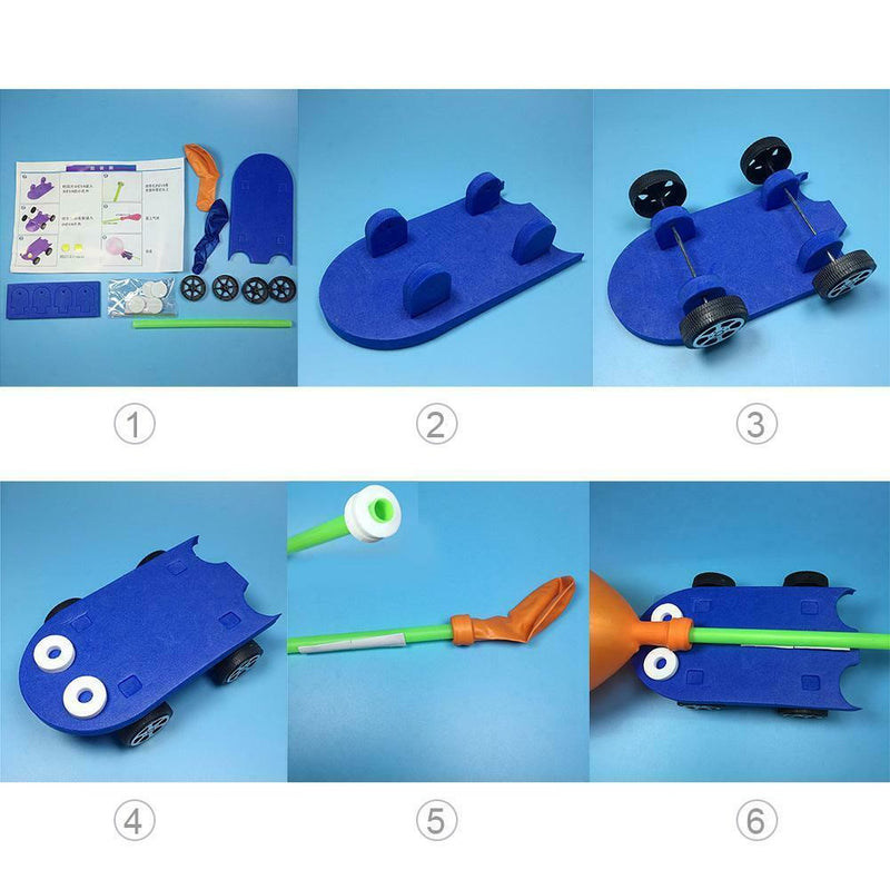 DIY Balloon Power Car Opposite Reaction Children Science Educational Toys