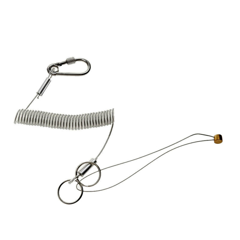1.5m Retractable Fishing Lanyard Steel Coil Cord Plier Tool Tether Carabiner