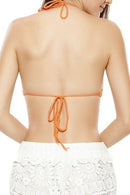 Women Crop Top Crochet Hollow Out Sexy Knitted Bra Camisole Tank Top(Orange N3B2
