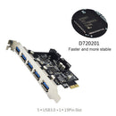 PCI-E Expansion Card for Desktop PC 5 Ports USB 3.0 HUB Adapter Extender