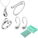 Fashion Water Drop Jewelry Set Ear Hook Necklace Bracelet Ring 5 in 1 Set