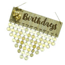 Birthday Board Reminder Plaque with Round Wooden Discs, Metal Ring, Wooden DIY
