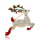Christmas Sika Deer Brooch Rhinestone Badges Men Women Jacket Lapel Pins