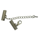 24pcs Ribbon Crimp End Caps Set Lobster Clasps Foldover Necklace Connectors