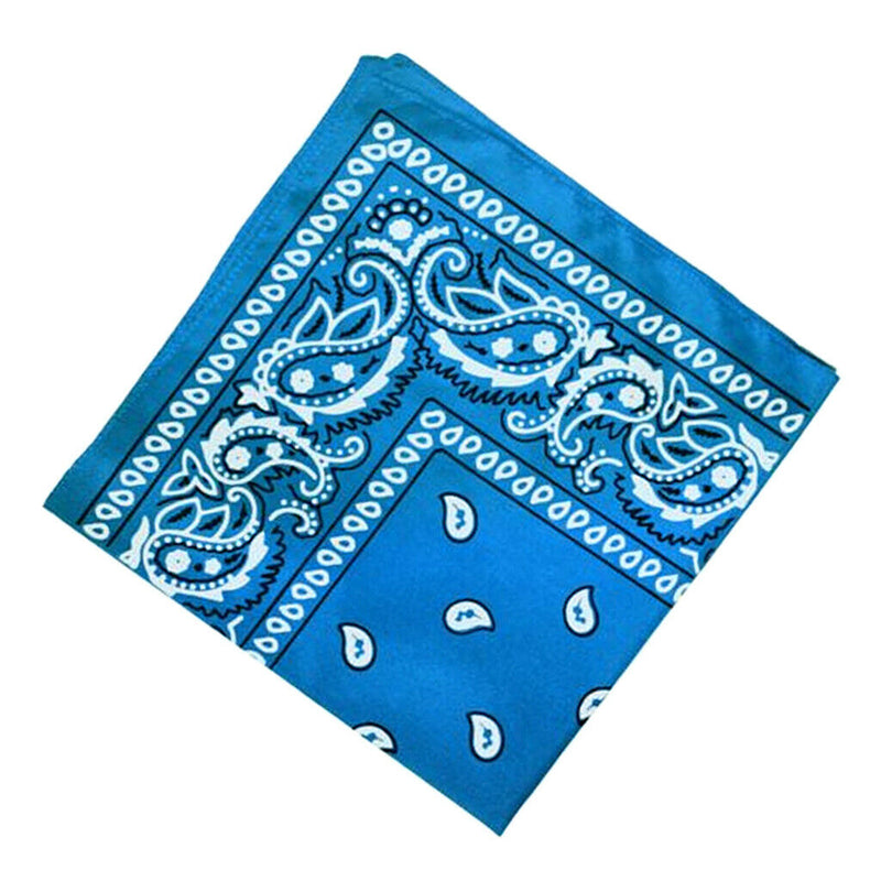 Women Men Double Sided Paisley Bandana Head Wrap Headband Handkerchief Blue