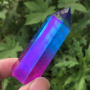Natural Titanium Rainbow Quartz Obelisk Wand Crystal Tower Point Healing USA
