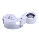 40x25mm Jewelry Jade Loupe Fold LED Pocket Magnifier Inspection gift box Di