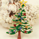 Brooch Enamel Gorgeous Rhinestone Crystal Christmas Tree Pin Holiday Party GA3C
