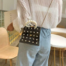 Pearls Clear Shoulder Handbags PVC Women Crossbody Top-handle Bags (Black) A