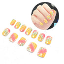 24pcs Yellow False Nails Art Acrylic Full Cover Tips Manicure Gl%!