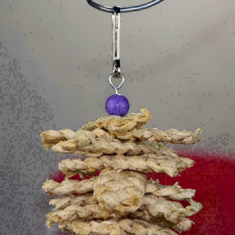 Parrot Bird Wooden Grass Chewing Bite Hanging Cage Bell Swing Climb Pet-Sup G0P0