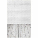 5x7FT White Brick Wall Wood Floor Vinyl Backdrop Studio Photography Backgro