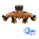 4 Way Brass Garden Hose Splitter Heavy Duty Garden Tap Hose Adapter Nozzle  H6O7