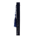 Folding bamboo lace hand fan, dark blue butterfly and white flower