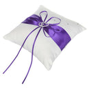 Double-Heart Rhinestone Wedding Ring Pillow Cushion Bearer, Purple C7X9