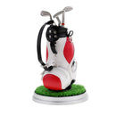 Desktop Golf Bag Pen Holder with Clock & Lawn Base & 3 Golf Club Pens Decor