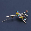 Dancing Ballet Ballerina Brooch Pin Clear AB Crystal Silvertone Fashion