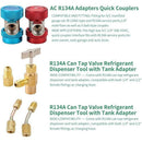 R134A Quick Coupler Connector Adapter, Freon Charging Refrigerant Kit ,Tap