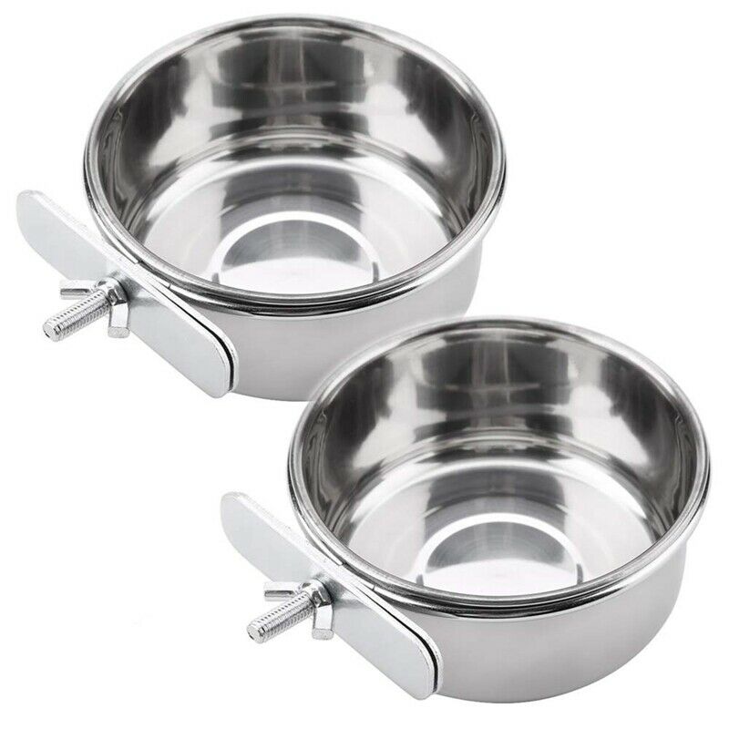 Parrot Feeding Cup Bird Food Dish Stainless Steel Parrot Feeder with Cage P