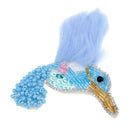 Fashion Blue Bird Bead Rhinestone Patch Applique Badge DIY Clothing Decor